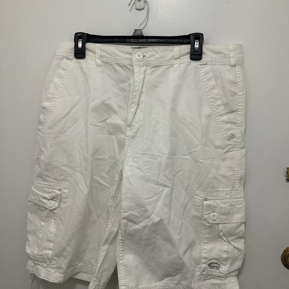 Buffalo David Bitton Men’s White Cargo Shorts - Utility Pockets